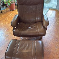 Leather Swivel Recliner With Ottoman