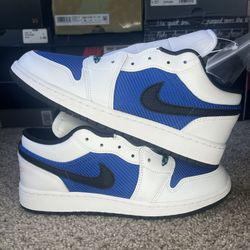 Nike Air Jordan 1 Low SE (GS) Shoes "Fast Lane" White Blue FQ8042-100 Size 6y