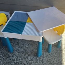 Kids Play Table with Storage & 2 × Chairs