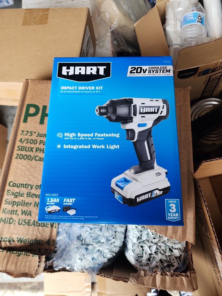 HART 20-Volt Cordless Impact Driver Kit, (1) 1.5Ah Lithium-Ion Battery, Gen 2