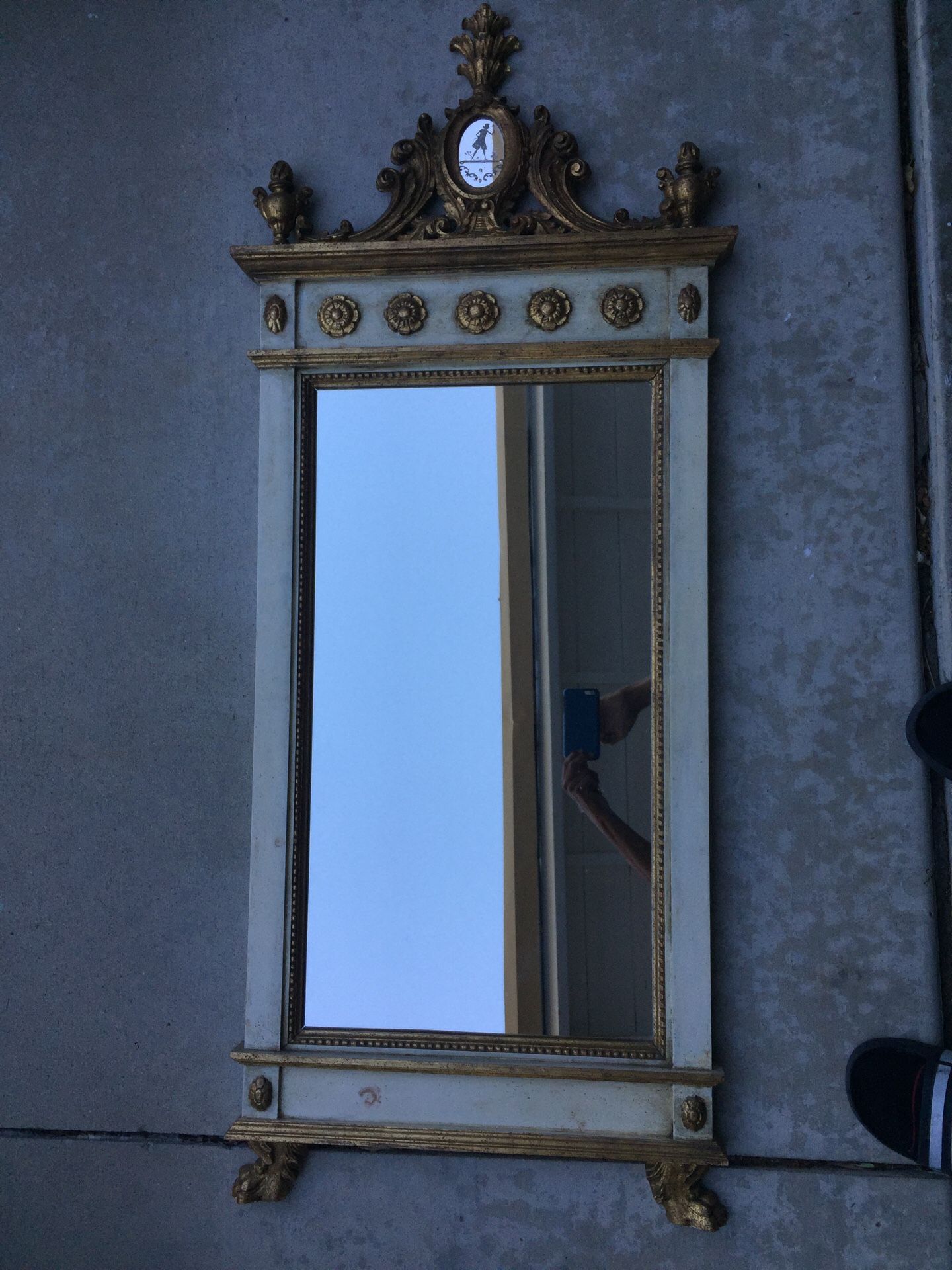 1950’s vintage antique neo classical mirror 21”x55”