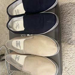 Big Boy Slip On Sneakers- Janie And Jack-2 Pairs Size Big Kid 3 And 4