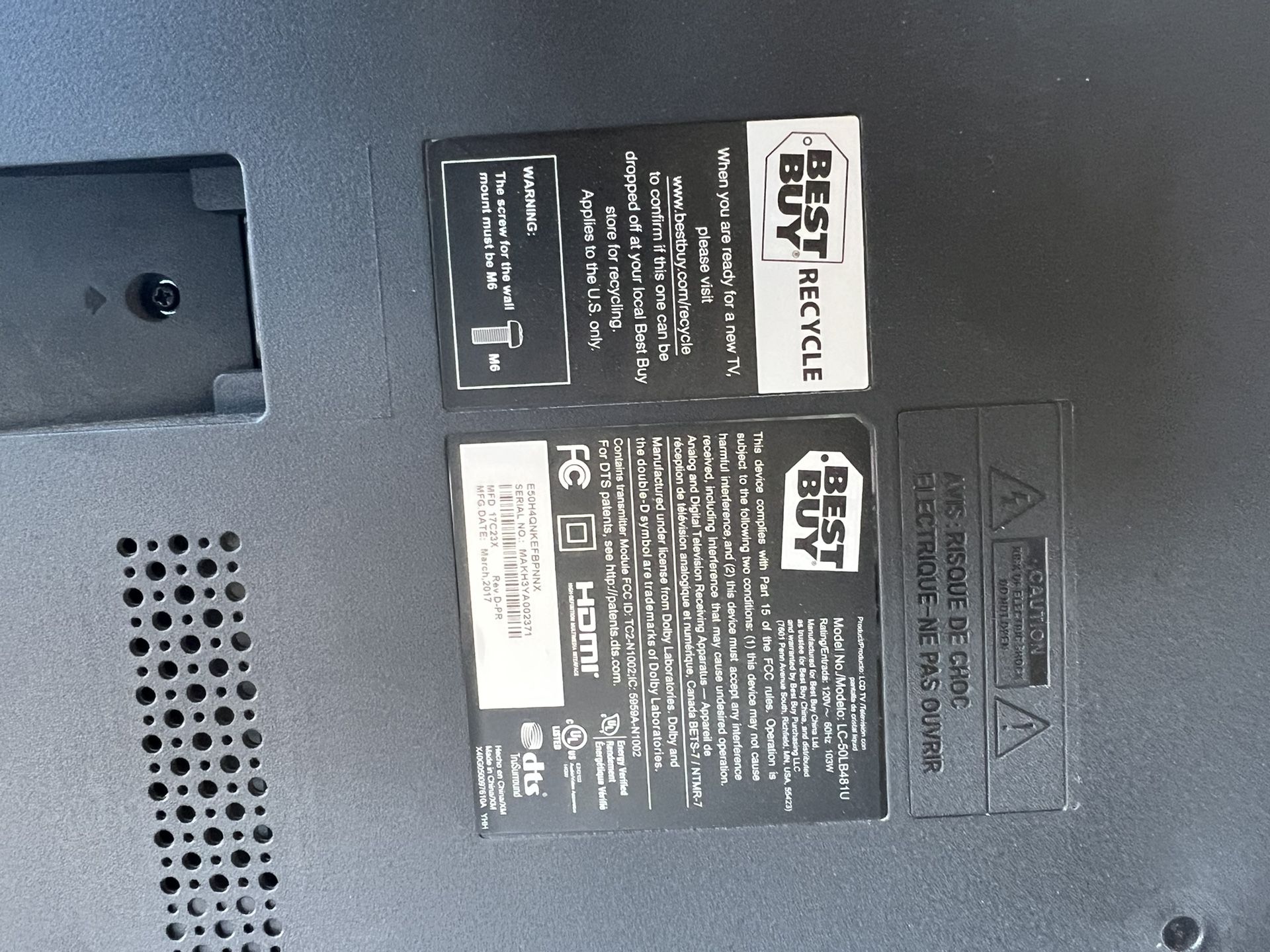 Toshiba 50” TV (NOT WORKING) - Free