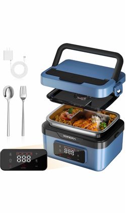 Yofidra Cordless Electric Heated Lunch Box: 6.3 Cups Self Heating Lunch Box with Battery, Timer & Temperature Control, Extra Large Portable Food Warme
