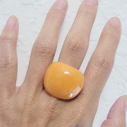 Orange rasin acrylic chunky women's ladies girl's ring band gift size 8 only