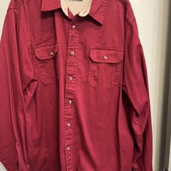 Wrangler Men’s Red Button Up Long Sleeve Western Shirt Size L