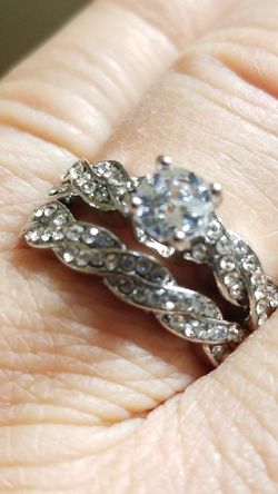 Women's round cut wedding engagement ring set size 6.0 7.0 8.0 9.0