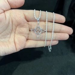 925 Sterling Silver Nudo de Bruja Witches Knot Celtic Star & Rope Chain
