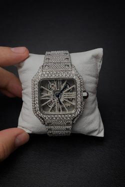 Cartier Santos Skeleton Iced-Out Watch
