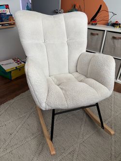 White Sherpa rocking chair