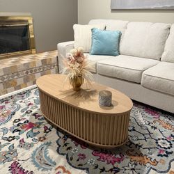 Fluted Lifting Coffee Table Natural Wood