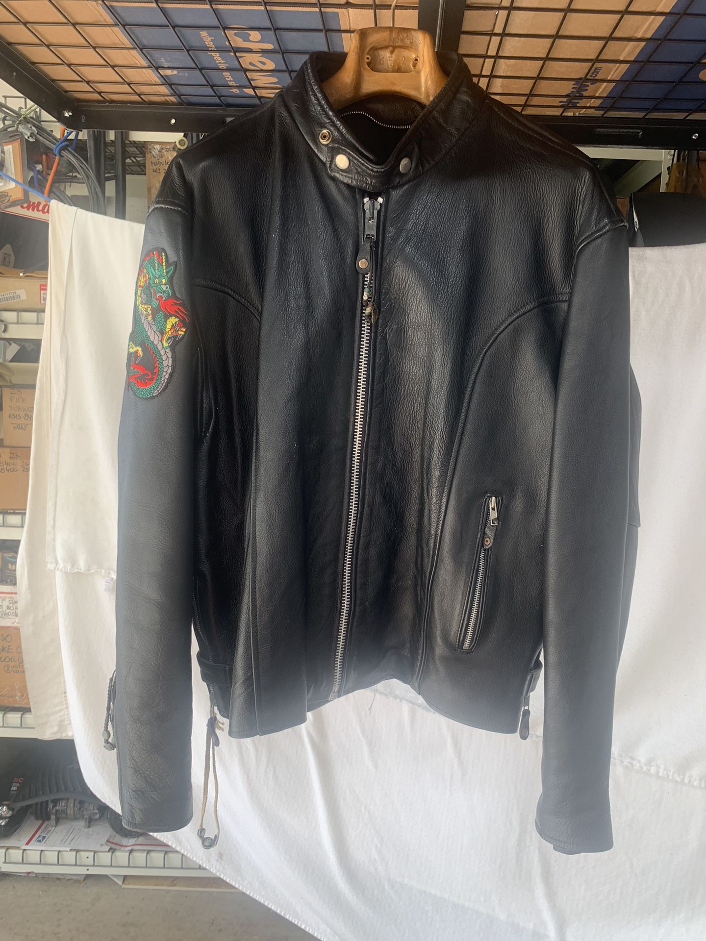 Bikers Black Leather Jacket L-XL