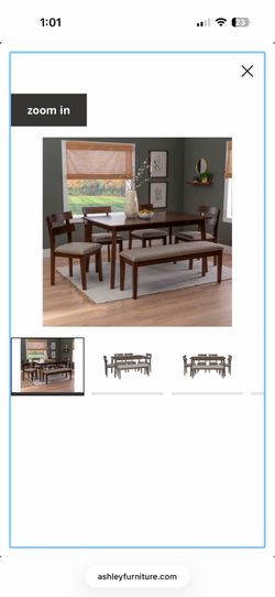 Brown Dining Table with 4 Chairs and Bench