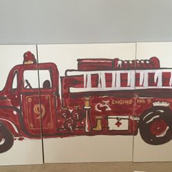 Fire Truck Oil Painting 