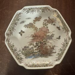 Vintage Japanese Porcelain Bowl with Floral Design