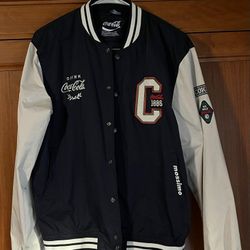 Vintage Coca-Cola mossimo Varsity Jacket Navy Blue and Cream Unisex Size Small