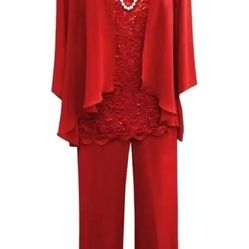 Red Formal Pant Set 