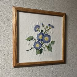 Blue morning Glories Cross Stitch Art