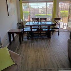 Heavy Dark Wood Table Extends Out To 7feet 3inches Very Nice