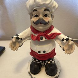 Chef  Or Waiter Statue —Holds Plate
