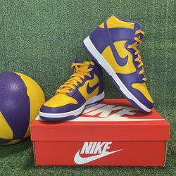 New Nike Dunk Hi Retro Lakers Basketball Shoes Size 9,9.5,10 Available