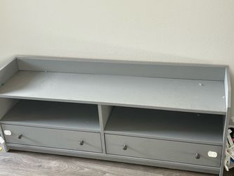 Gray Wood TV Stand with Drawers