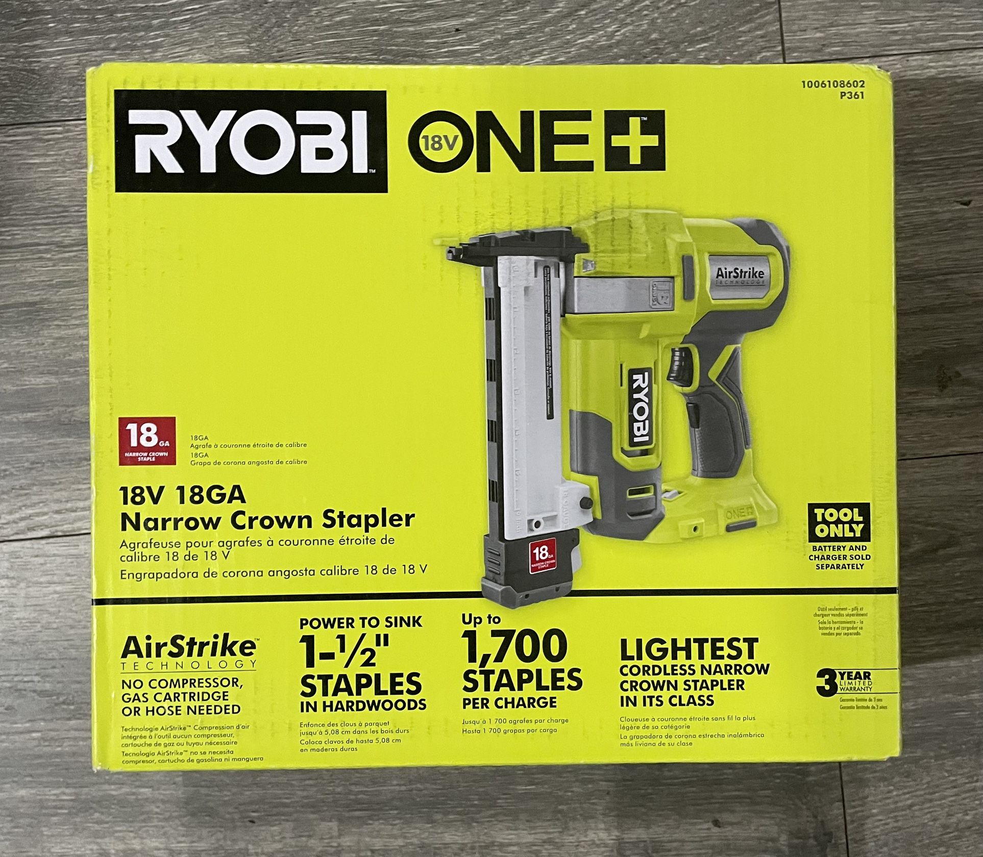 Ryobi ONE+ 18g Narrow Crown Staplegun (Tool Only)