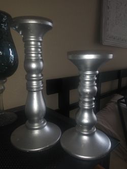 Silver candle holders.