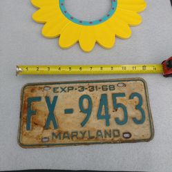 Vintage Maryland Licence Plate Tag MD