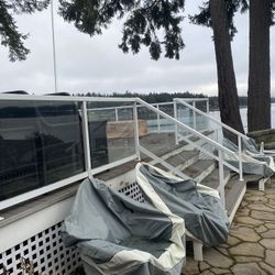 Glass Railing With White Trims 