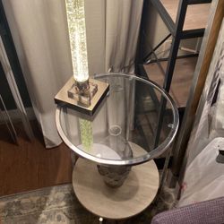 Sylvanie Glass Top Floor Shelf End Table