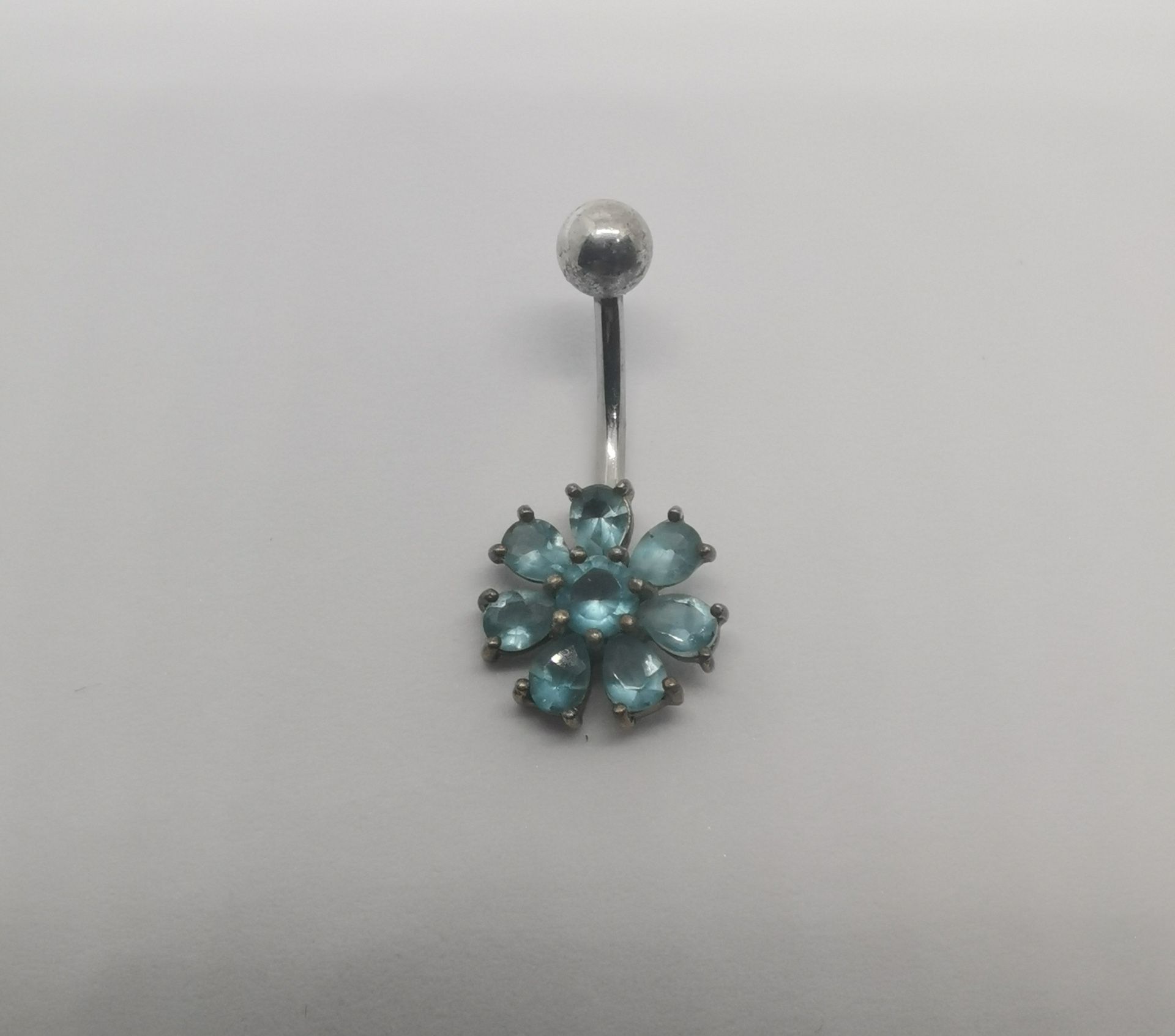 Sterling Silver Blue Zircon Precious Gemstone Navel Piercing
