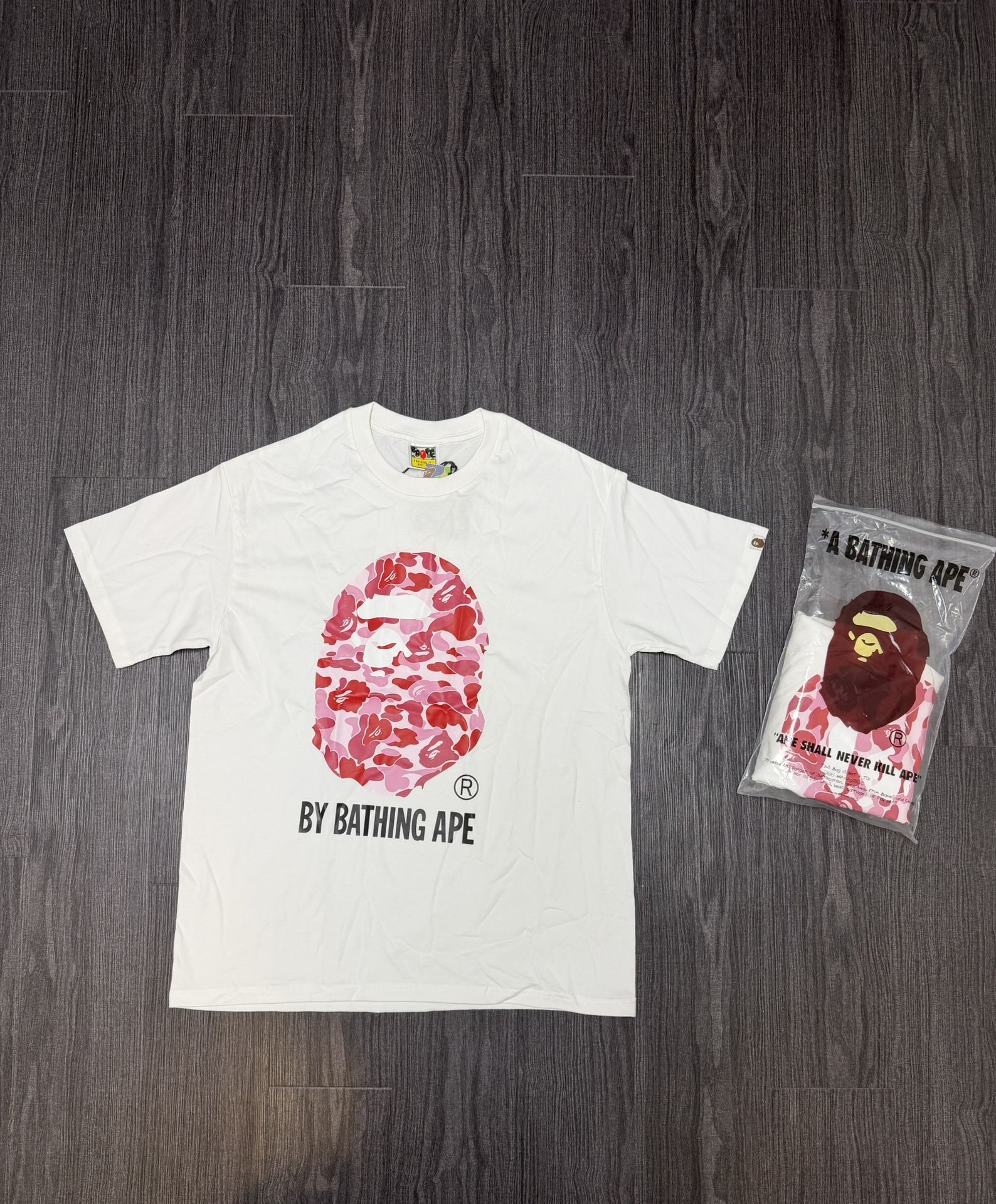 BAPE Style Pink🩷 Camo Ape Head T-Shirt White Size M(Medium) & L (Large)