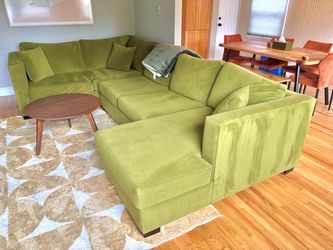 Green Sectional Sofa – Custom What A Room, Extra Deep, Spill-Resistant