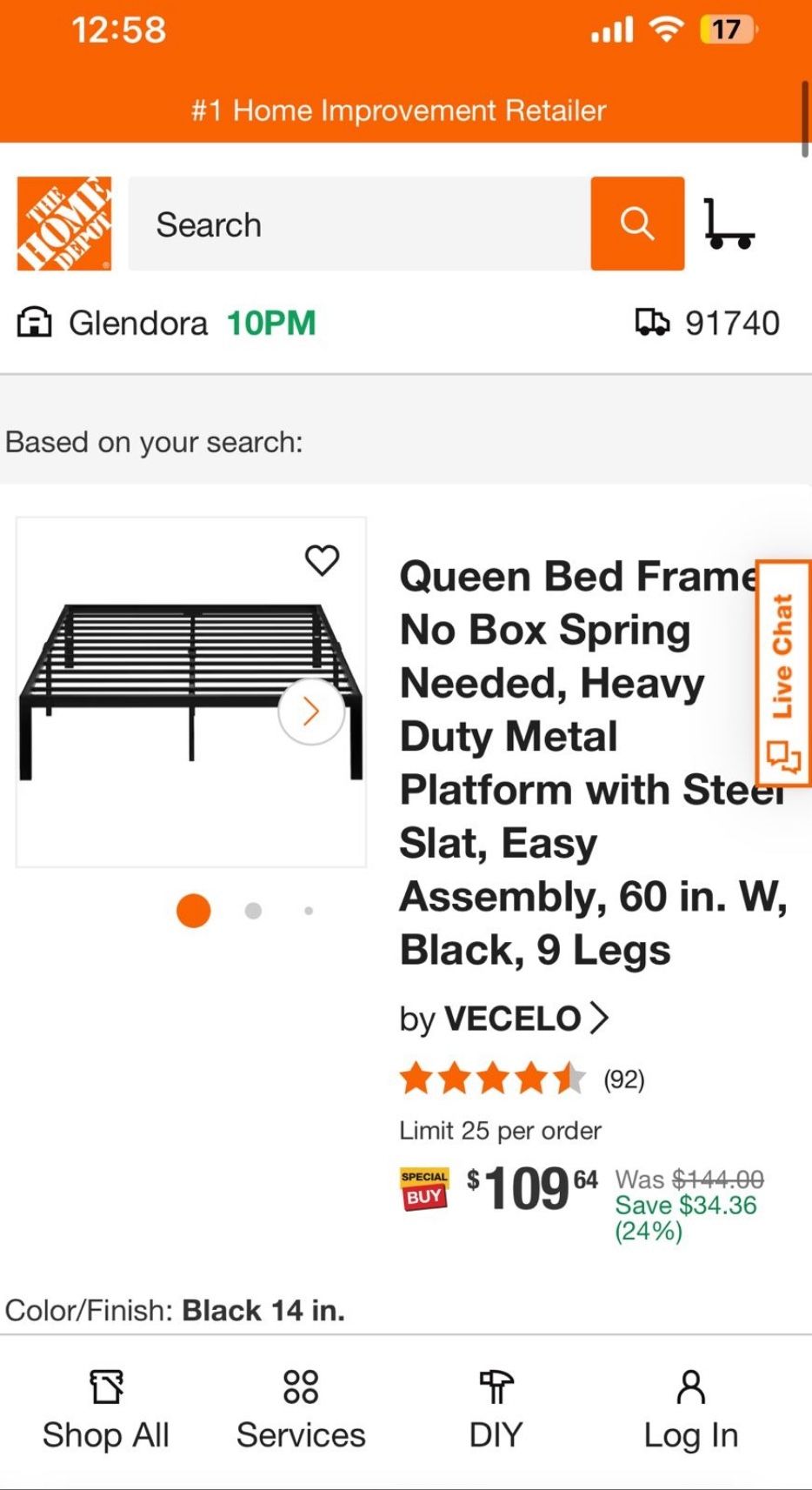 Queen Metal Bed Frame 