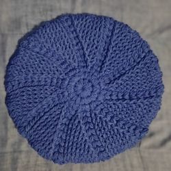 Royal Blue Handmade Crochet Beret 