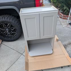 Microwave Cabinet! New! 2 Sizes Available!! Light Grey Shaker 