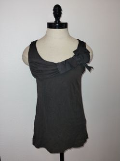 J.Crew Tank Top Womens XS Gray Scoop Neck Sleeveless Jersey Ruffle Bow Cotton