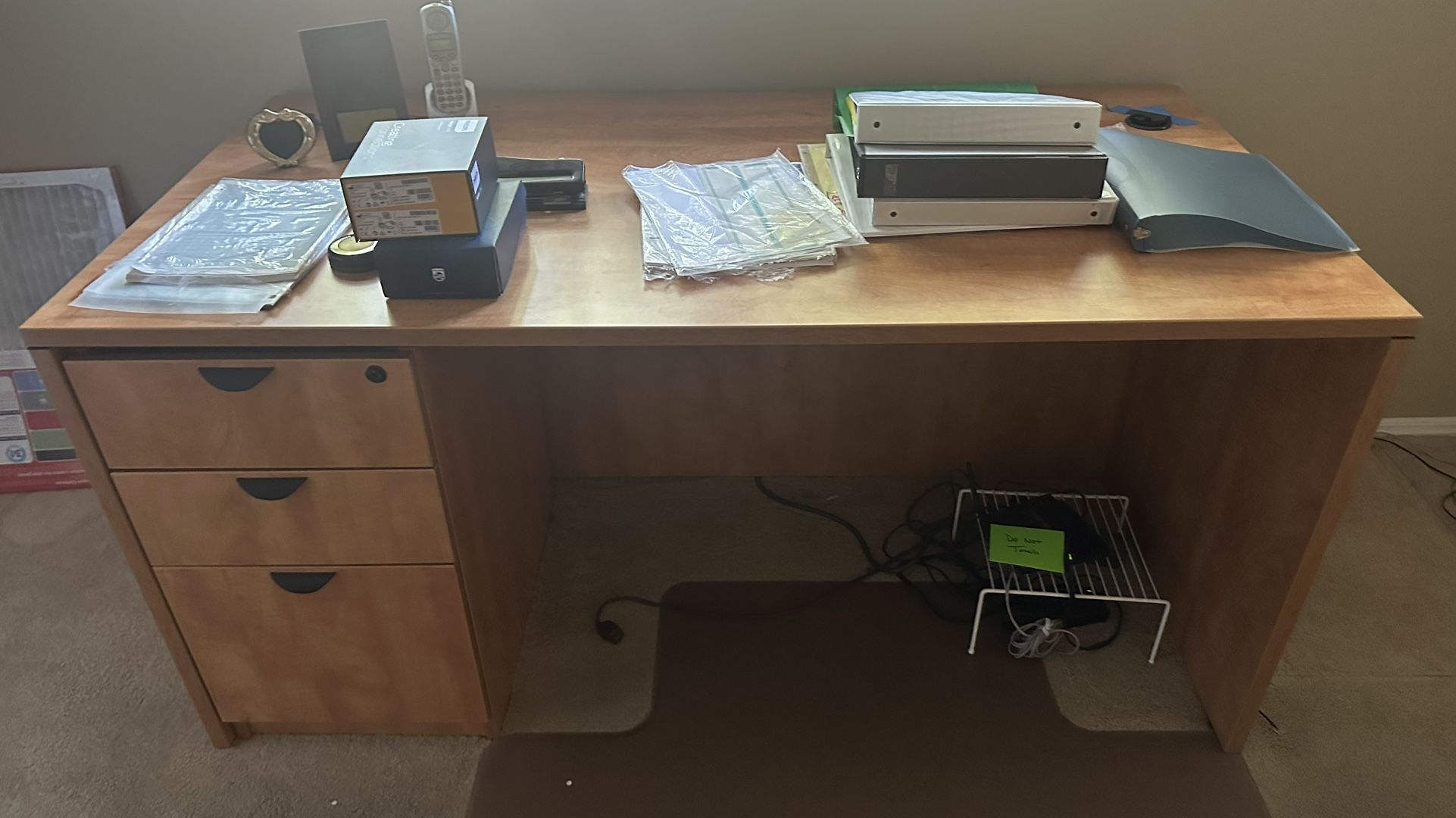 60” L Home Office Computer Desk with Free Standing Drawers