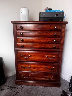 Tall Wood Dresser with 6 Drawers