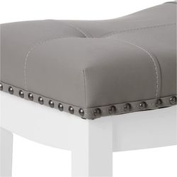 Angel Line Cambridge bar stools, 24" Set of 2, White with Gray Cushion