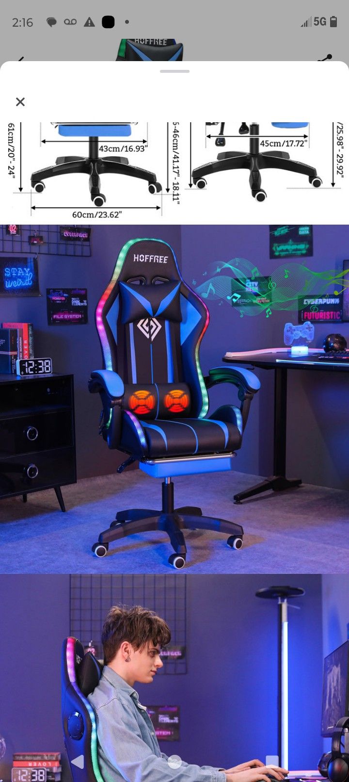 Hoffree Gaming Chair Speaker
