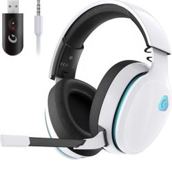 Wireless Gaming Headset for PC, PS4, PS5, ETC, Bluetooth, Gaming Headphones (White)