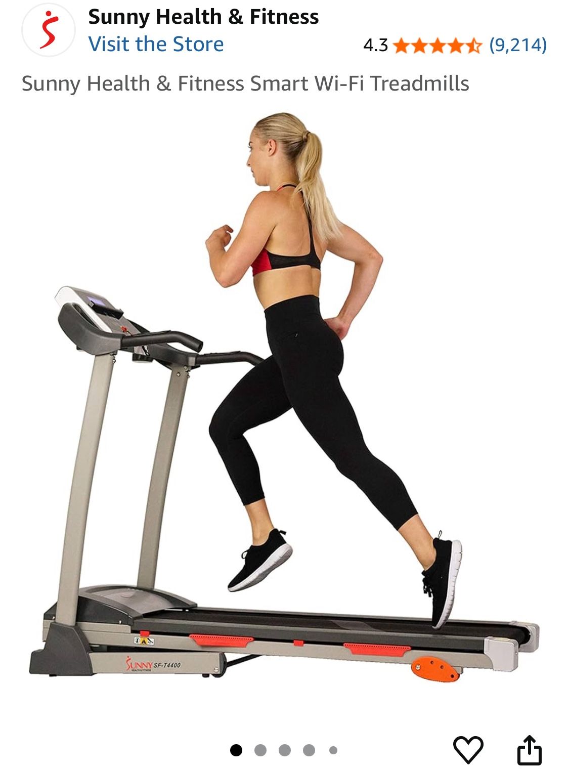 Sunny Health And Fitness Smart WIFI Treadmill- L 