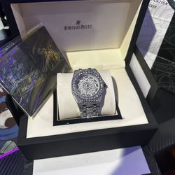 GRA Moissanite Watch White Gold With Silver AP