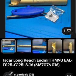 Iscar Long Reach Endmill HM90 EAL-D125-C125L8-16 (P/N(contact info removed) 016)