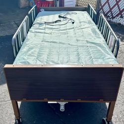 Twin Semi Electric Hospital Bed And Over The Bed Table