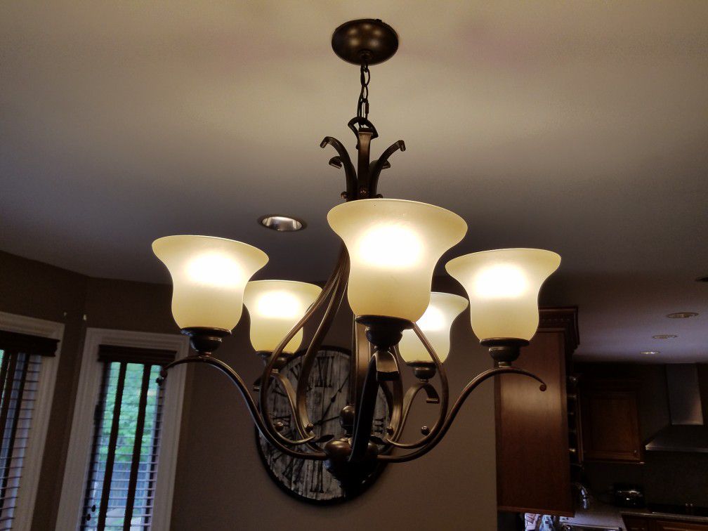 Kitchen Chandelier and matching Island pendant