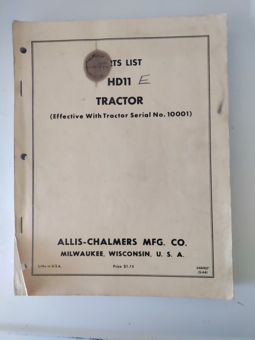 Allis-Chalmers HD11 Tractor Part List