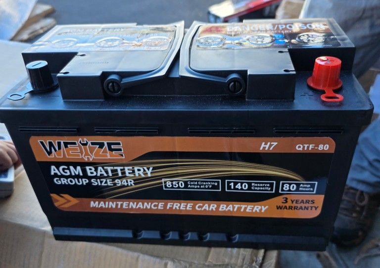 Group 94R AGM Car Battery BIC 12V 80Ah H7 Automotive Replacement Battery